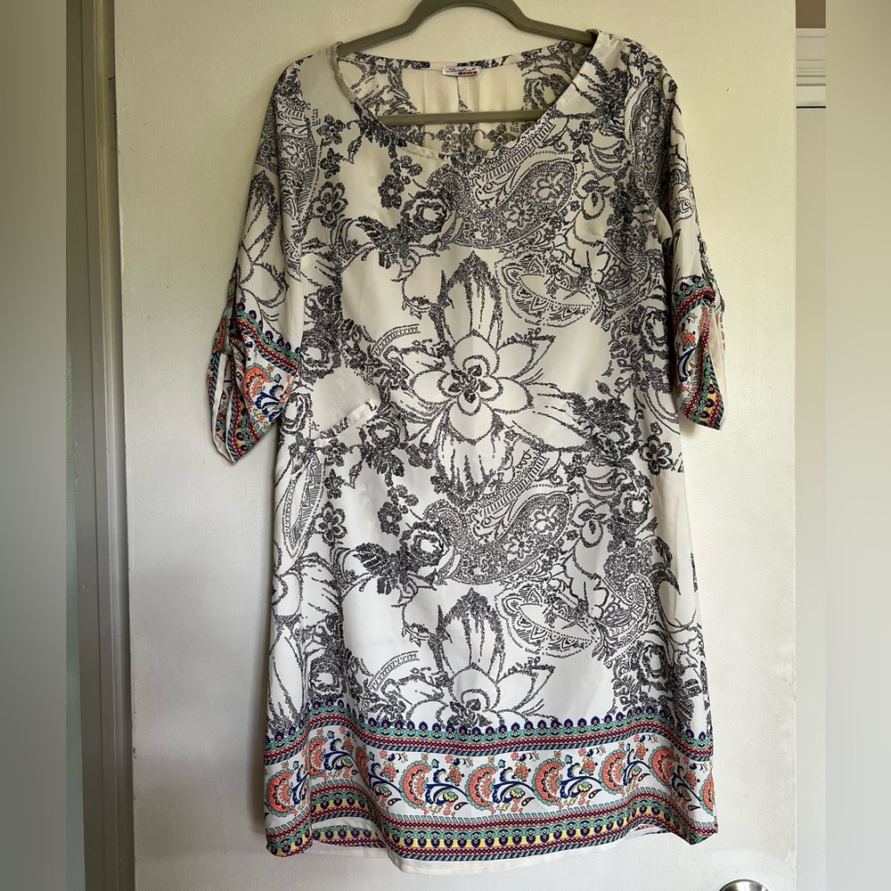 3/4 sleeve silk dress